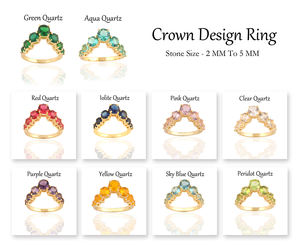 ดีไซน์เนอร์แหวนดีไซน์มงกุฎแหวนควอทซ์หลากสีทำด้วยมือแหวนทองเหลืองชุบทองสำหรับงานแต่งงานของขวัญสำหรับเธอ - Product Image 2