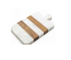 Planches à découper élégantes en bois d'acacia marbré Planche à fromage directe d'usine avec poignée Planches de service pour hacher - Product Image 6