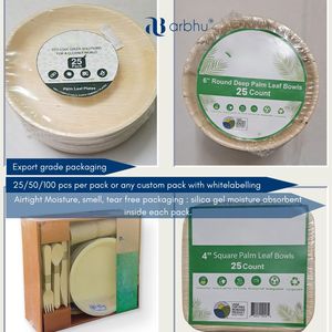 Vaisselle jetable en bambou chic de haute qualité 100% ensemble d'assiettes 100 écologiques et biodégradables en feuille de palmier naturel - Product Image 2