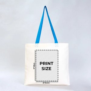 กระเป๋าผ้าฝ้ายสั่งทำพิเศษพร้อมหูหิ้วสีน้ำเงิน ขนาด 16 x 14 (40 x 35 ซม.) สีน้ำเงินล้วน - Product Image 3