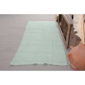 Modern <b>Vintage</b> Turkish <b>Rug</b> Large 3.5 X 9.4ft Green Patchwork Design Wool Material Latex Backing Rectangle for Hallway Room Decor - Product Image 2