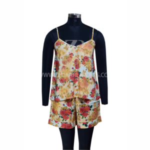 Zed Ar Exports' New Adultos Uso en el hogar Ropa de dormir de verano Mujer 100% Algodón Floral Impresión digital Camisola Conjunto corto Azul OEM Tejido - Product Image 3