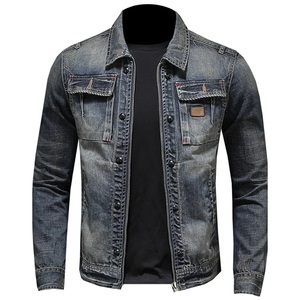 Nouveau coton Denim longue veste hommes Duffle veste décontracté couleur unie revers simple boutonnage jean veste pour hommes - Product Image 4