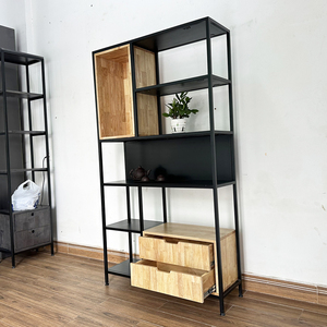 KS68177 Living Room Decorative Shelf Iron Frame Rectangle Shape Standing Type Installation Multi-piece Package Multifunction - Product Image 3
