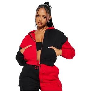 Vente flash : sweat-shirt court pour femme à 2 panneaux, sur mesure, 380 GSM, 100% coton molletonné, style décontracté, panneau contrasté, logo sur le devant pour - Product Image 1