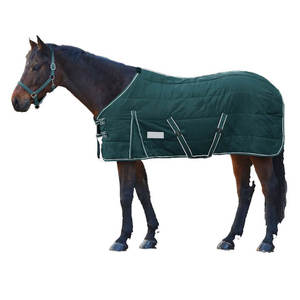 Couverture de cheval d'extérieur à carreaux gris, rouge et noir en tissu Oxford, toutes saisons, avec 2 sangles de fixation, col standard et grande rabat de queue - Product Image 3