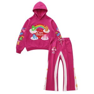 Conjunto de Sudadera con Capucha y Pantalones Deportivos Glory para Hombre, Diseño Personalizado con Estampado de Oso de Dibujos Animados y Arcoíris, 100% Algodón Felpa, Corte Regular - Product Image 1