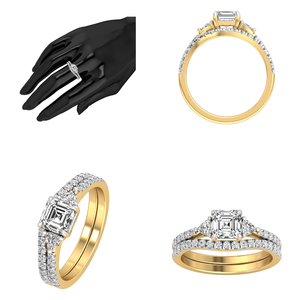 Bague de fiançailles pour femme en or massif 10 carats, coupe Asscher, diamant cultivé en laboratoire 1.62 Cts EF Color Luxury IGI Certified Wedding Band - Product Image 2