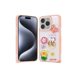 Funda de Silicona con Figura en Relieve y Brillo Rosa de Lujo para iPhone 15 Pro y 14 Plus, Cubierta Trasera Protectora Brillante de PC - Product Image 1