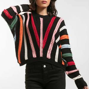 Marque femmes col en V reniflard coton tricoté pull manches longues col roulé décontracté lettre brodé chandails pour les filles - Product Image 5