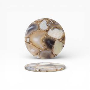 Sous-verres en agate mosaïque bleue avec incrustation de pierre artistique, finition brillante et design moderne pour une utilisation domestique de luxe - Product Image 3