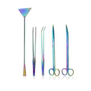 Ensemble d'instruments 5 pièces en acier inoxydable de qualité supérieure argent/personnalisé pince à épiler manuelle et réutilisable pour le nettoyage du réservoir d'aquarium - Product Image 6