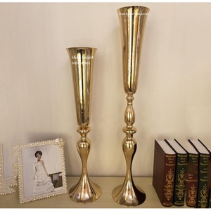 Look classique lieu de mariage décoration or métal fleur Vase Table de mariage pièce maîtresse décoration Vases à fleurs - Product Image 1