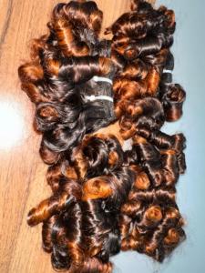 Alta calidad Bouncy ondulado crudo pelo indio doble dibujado virgen crudo cabello humano cutículas alineadas sin procesar pelos fábrica India - Product Image 4