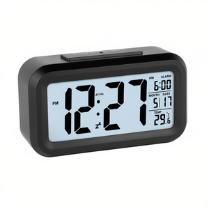 JUSTAMINUTE Multifunction Alarm <b>Clock</b> with Snooze Feature JD9519N Lowell Desk & <b>Table</b> <b>Clock</b> Black Color - Product Image 2