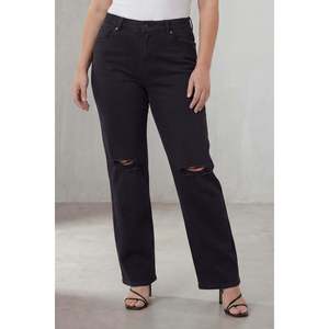 Jean déchiré à la taille pour femme grande taille noir - Product Image 1