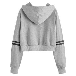 Top Corto con Capucha para Mujer, Tendencia Actual, Hombros Caídos, Mangas Largas, Estampado Personalizado en la Parte Delantera, Ropa Urbana Ecológica - Product Image 2