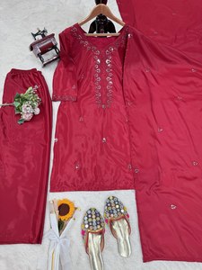 Sutra Chino bordir elegan Salwar Kameez dengan payet dan Dupatta siap dipakai dalam <span class=keywords><strong>M</strong></span> XL XXL ukuran untuk wanita - Product Image 5