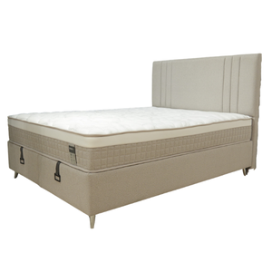 Cadre de lit rembourré sur mesure en argent avec mécanisme de rangement sous le lit, plateforme durable, fabricant de lits en gros - Product Image 3