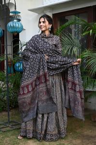 Lehenga Choli Tradicional India Pakistaní para Mujer, Estampado a Mano, 100% Algodón, Protección Solar, Secado Rápido, Reversible, Ropa de Playa - Product Image 3