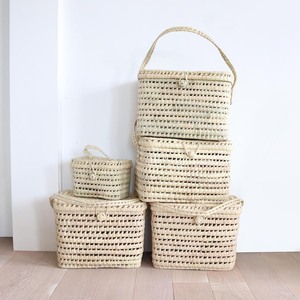 Handmade Mini Standing Light Yellow Foldable Picnic <b>Basket</b> Small Handwoven Straw <b>Storage</b> Bag Wholesale - Product Image 3