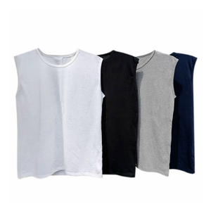 Camisetas sin mangas sólidas sin mangas para hombre, camiseta sin mangas de algodón para entrenamiento deportivo de calidad superior, colores personalizados, ropa barata hecha en Vietnam - Product Image 2