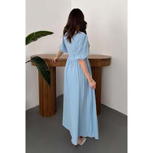 Vestido Largo de Muselina Azul Bebé - Azul Bebé - Product Image 5