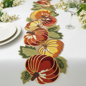 Camino de Mesa y Manteles Individuales Modernos Hechos a Mano con Cuentas, Diseño Floral Bordado Multicolor, Directo de Fábrica - Product Image 3