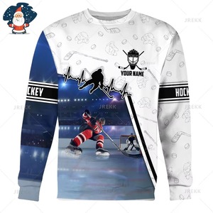 Hockey Nombre personalizado Transferencia de calor Impreso 100% Poliéster Transpirable Sudaderas Amantes del hockey Cuello gráfico Gimnasio Fitness Hombres - Product Image 3