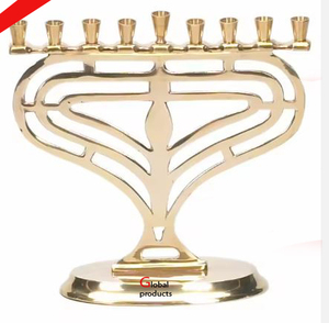 silver finished metal stainless steel 9 branch candelabra menorah with star design for <b>home</b> <b>temple</b> - Product Image 5