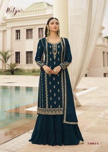 Traje indio paquistaní puro de Georgette para mujer, colección de traje de Salwar Kameez, con trabajo bordado, Dupatta - Product Image 2