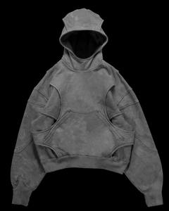 Sudaderas con capucha personalizables para hombre con bordado reflectante y LOGO DTG estampado grueso algodón poliéster tejido posición frontal - Product Image 6