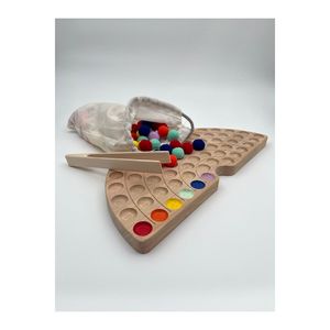 Montessori educativo giocattolo in legno-arcobaleno di legno e palline di feltro colorato