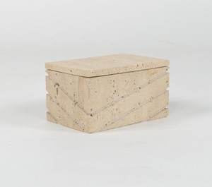 Handcrafted Travertine Stone Storage <b>Box</b> with Modern Carved Design Elegant Durable Keepsake and Decor Organizer for Home Spaces - Product Image 3