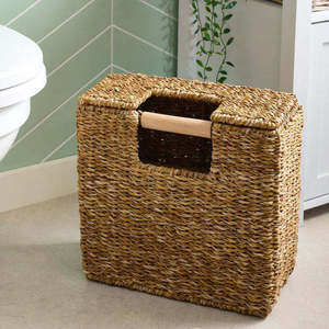 Portarrollos de Papel Higiénico Cuadrado de Jacinto de Agua, Cesta de Almacenamiento Independiente para Baño, Tejida a Mano, Venta al por Mayor, Hecho por VgreenArt en Vietnam - Product Image 2