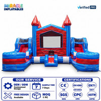 Chateau gonflable commercial combo avec double toboggan et piscine, bouncy castle jumper pour location fete enfants