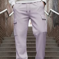 Streetwear Joggers avec poche Hommes Casual Sport Running Flare Pantalon Cargo Empilé 6 Poches Tricoté à l'intérieur Polaire Brossée