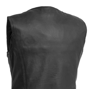 Venta caliente Chaleco de cuero genuino para mujer etiqueta privada personalizada diseño único a prueba de viento cierre de cremallera Color sólido de punto alto - Product Image 6