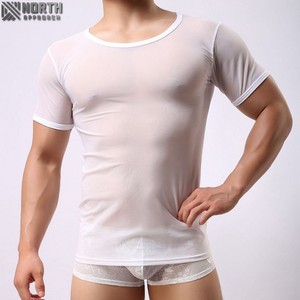 Camiseta Sexy a la moda para hombre, camisetas de malla transparente a cuadros, camiseta exótica para hombre Gay, ropa de Club, ropa de dormir fetiche, camiseta interior - Product Image 2