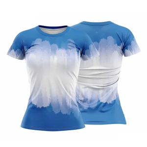 Camiseta de sublimación transpirable de secado rápido para mujer, camisetas de sublimación de tamaño de EE. UU. para mujer, Camiseta con estampado personalizado de gran tamaño para mujer - Product Image 3