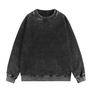 100% algodón 250 GSM tela de alta calidad peso pesado ácido lavado sudaderas cuello redondo mujeres hombres Unisex blanco sólido sudadera - Product Image 1