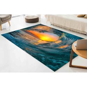 Alfombra de Chenilla Sunset Wave: Alfombra Costera Antideslizante - Product Image 1