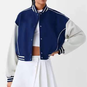Gran oferta, chaqueta universitaria corta cómoda y transpirable para mujer, logotipo personalizado, chaquetas de punto con letras para mujer, diseño de longitud corta - Product Image 1