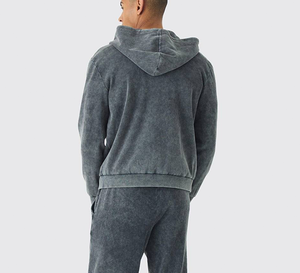 Sudadera con Capucha de Gran Tamaño, Estilo Moderno, Lavada, Teñida, con Bordado Personalizado, Apliques y Parches, para Hombre, Invierno - Product Image 4