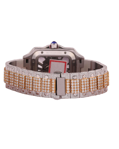 Iced Out New Luxury Original Customized Bust Down Diamond Belt Dial Hip Hop Moissanite Diamond Wrist <b>Watch</b> in Yellow Gold - Product Image 3