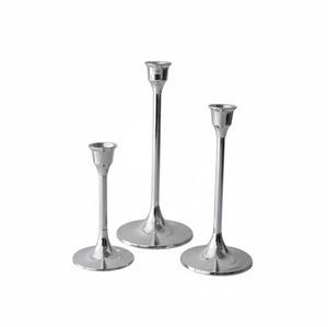 Set Of 3 Silver Metal Candle Holders Elegant Modern <b>Candlestick</b> Stand Home Decor High Quality Polished Aluminium Candle Holders - Product Image 3