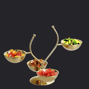Contemporary Raised Bowl With Sculpted Stainless Steel Stand - Product Image 1