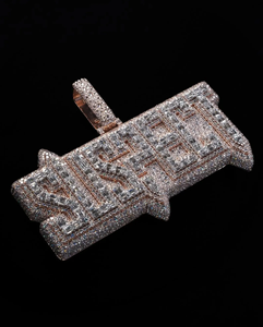 Personnalisé Glacé VVS Moissanite Diamant Blanc et Rose Plaqué Or Argent Glacé Style Hip Hop Bijoux Nom Pendentif - Product Image 5