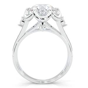 Anillo de Aniversario con Tres Diamantes Cultivados en Laboratorio, Diseño de Vástago Dividido, para Mujer, en Oro Rosa de 14K, Estilo Lindo, Marca RITZIN - Product Image 4