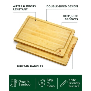 Set di 3 Grandi Taglieri Ecologici in Bambù Sostenibile, Rettangolari e Quadrati, per Pizza, Salumi e Succhi con Scanalatura - Product Image 3